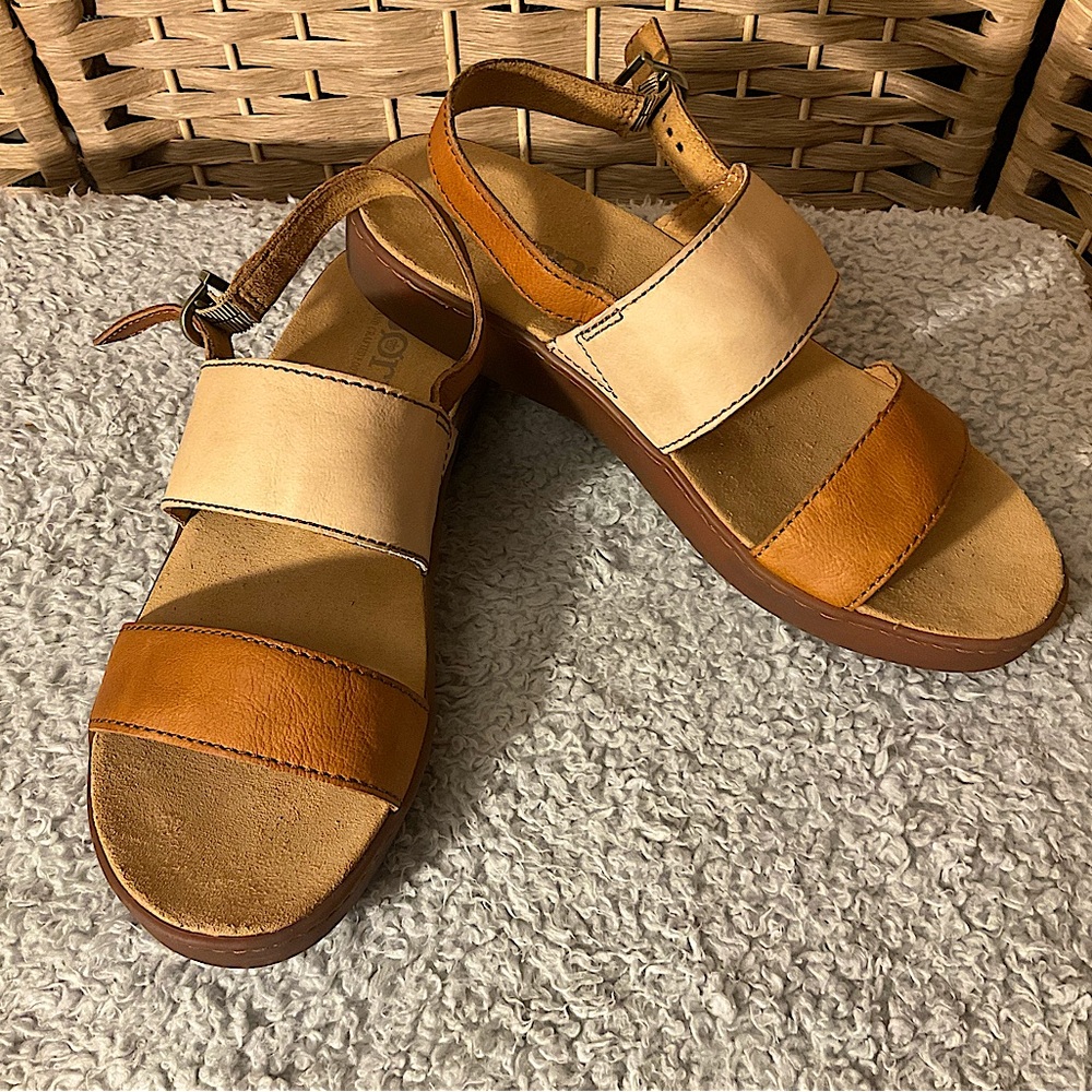 Two-Tone Leather Sandals